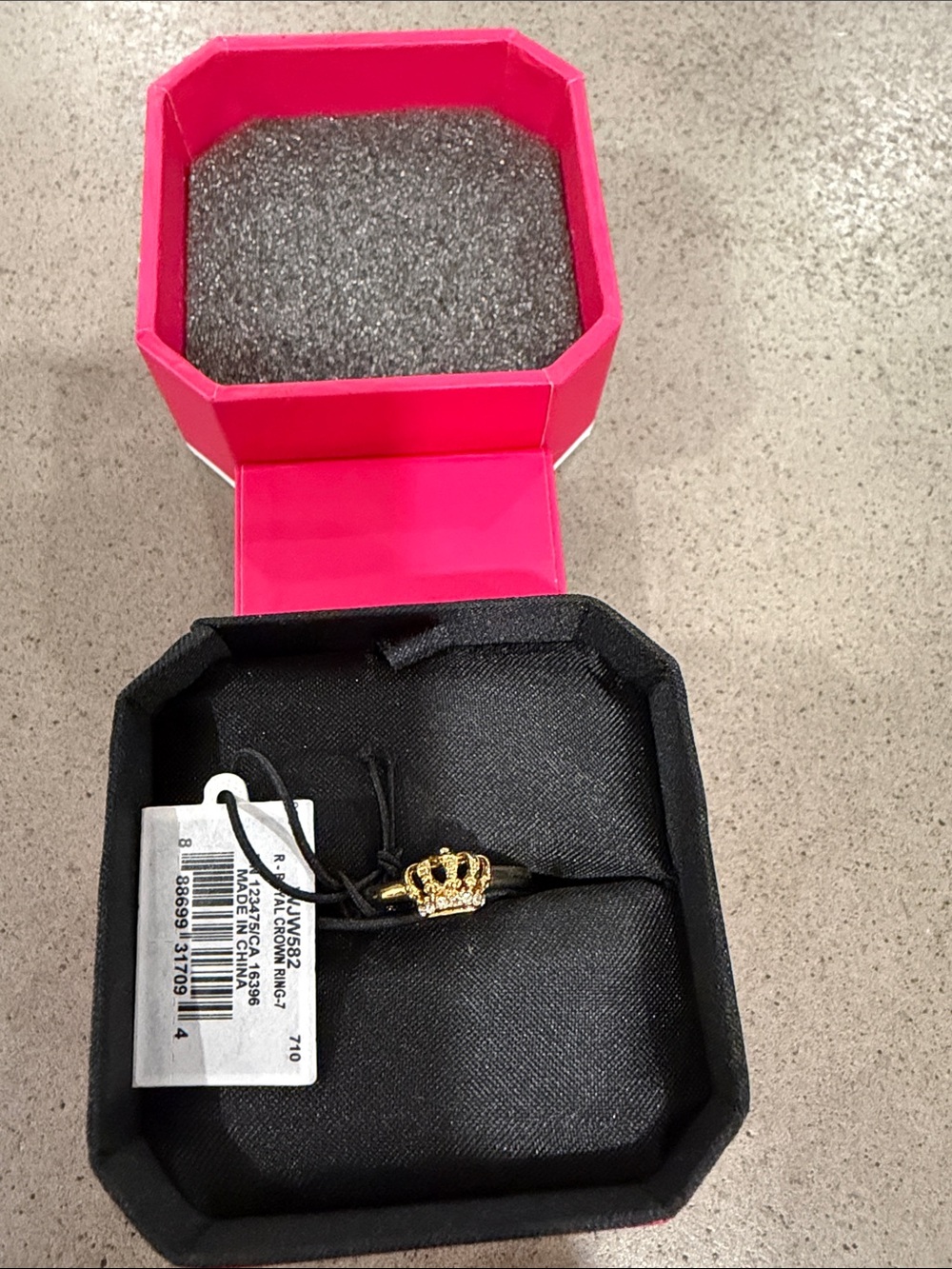 Juicy Couture Gold Crown Charm Bracelet with Hot Pink Box